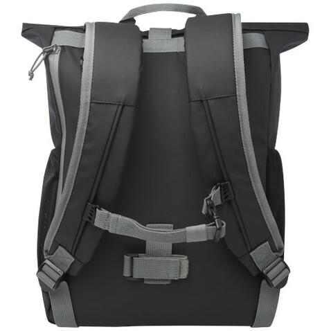 Aqua 15" wasserabweisende Fahrradtasche aus GRS Recyclingmaterial 20 L, schwarz bedrucken, Art.-Nr. 13005090 Aqua 15" wasserabweisende Fahrradtasche aus GRS Recyclingmaterial 20 L, schwarz bedrucken, Art.-Nr. 13005090