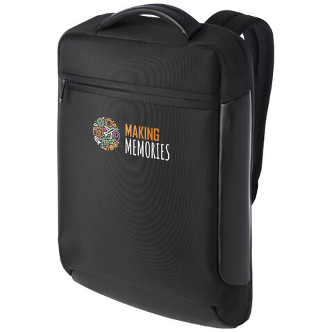 Expedition Pro 15,6" kompakter Laptop-Rucksack GRS Recyclingmaterial 12 L, schwarz bedrucken, Art.-Nr. 13005590