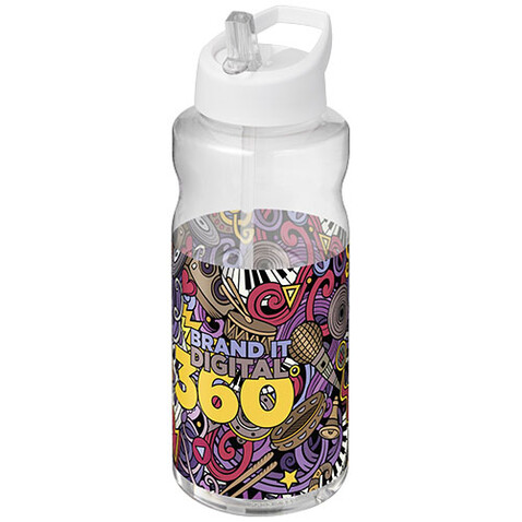 H2O Active® Big Base 1L Sportflasche mit Ausgussdeckel, weiss bedrucken, Art.-Nr. 21017601
