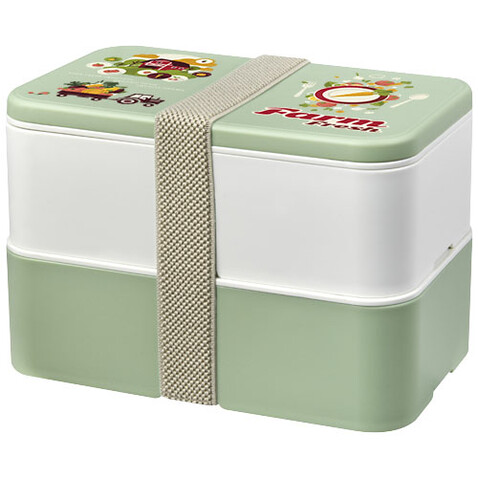MIYO Renew Doppel-Lunchbox, elfenbeinweiß, seaglass green, kieselgrau bedrucken, Art.-Nr. 21018202 MIYO Renew Doppel-Lunchbox, elfenbeinweiß, seaglass green, kieselgrau bedrucken, Art.-Nr. 21018202
