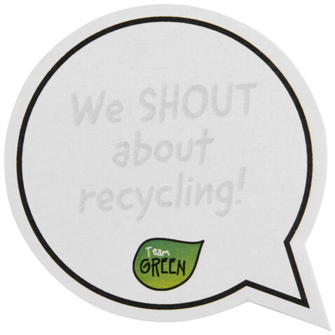 Sticky-Mate® sprechblasenförmige recycelte Haftnotizen, weiss bedrucken, Art.-Nr. 21018601