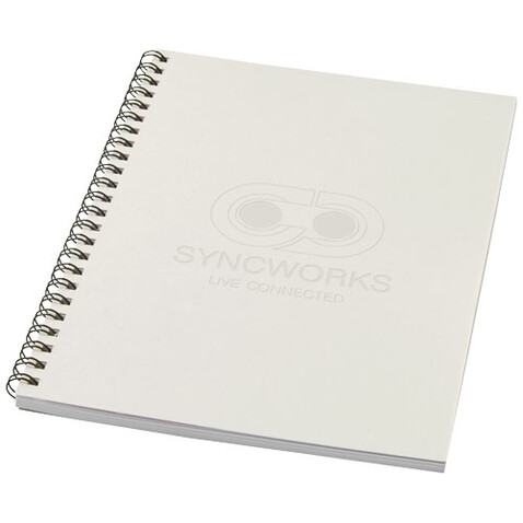 Desk-Mate® A5 recyceltes farbiges Notizbuch mit Spiralbindung, elfenbeinweiß bedrucken, Art.-Nr. 21018702 Desk-Mate® A5 recyceltes farbiges Notizbuch mit Spiralbindung, elfenbeinweiß bedrucken, Art.-Nr. 21018702
