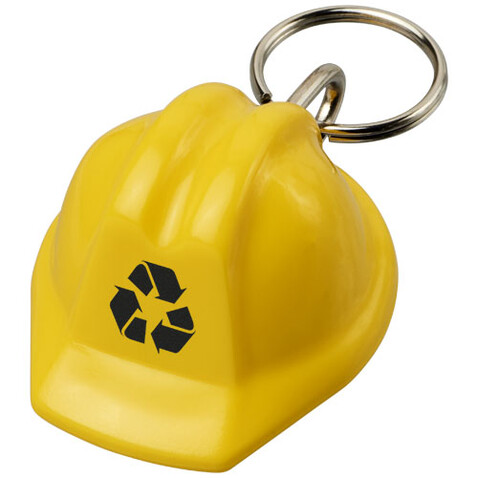 Kolt Schutzhelm Schlüsselanhänger aus recyceltem Material, gelb bedrucken, Art.-Nr. 21018911 Kolt Schutzhelm Schlüsselanhänger aus recyceltem Material, gelb bedrucken, Art.-Nr. 21018911