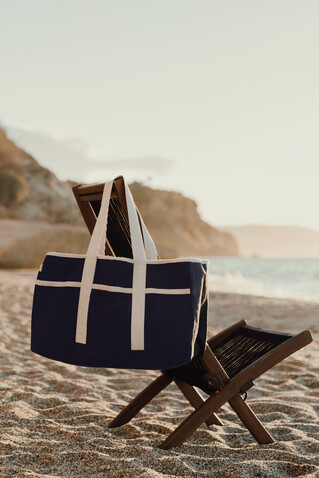 VINGA Volonne AWARE™ Strandtasche aus recyceltem Canvas blau, off white bedrucken, Art.-Nr. V762035 VINGA Volonne AWARE™ Strandtasche aus recyceltem Canvas blau, off white bedrucken, Art.-Nr. V762035
