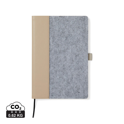 VINGA Albon A5-Notizbuch aus GRS recyceltem Filz grau bedrucken, Art.-Nr. V773012 VINGA Albon A5-Notizbuch aus GRS recyceltem Filz grau bedrucken, Art.-Nr. V773012