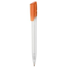 Kugelschreiber TWISTER FROZEN–frost-weiss TR/FR/mandarin-orange TR/FR bedrucken, Art.-Nr. 00041_3100_3517
