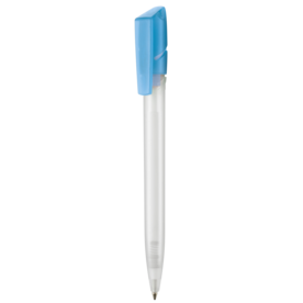 Kugelschreiber TWISTER FROZEN–frost-weiss TR/FR/caribic-blau TR/FR bedrucken, Art.-Nr. 00041_3100_4110