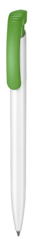 Kugelschreiber CLEAR–weiss/Apfel-grün bedrucken, Art.-Nr. 02000_0101_4076
