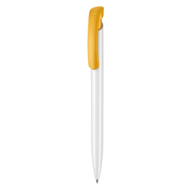 Kugelschreiber CLEAR SHINY–weiss/apricot-gelb bedrucken, Art.-Nr. 02020_0101_0201