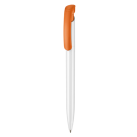 Kugelschreiber CLEAR SHINY–weiss/orange bedrucken, Art.-Nr. 02020_0101_0501