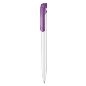 Kugelschreiber CLEAR SHINY–weiss/violett bedrucken, Art.-Nr. 02020_0101_0903