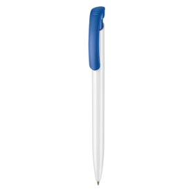Kugelschreiber CLEAR SHINY–weiss/azur-blau bedrucken, Art.-Nr. 02020_0101_1300