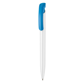 Kugelschreiber CLEAR SHINY–weiss/himmel-blau bedrucken, Art.-Nr. 02020_0101_1301