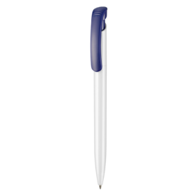 Kugelschreiber CLEAR SHINY–weiss/nacht-blau bedrucken, Art.-Nr. 02020_0101_1302