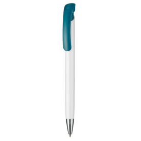Kugelschreiber BONITA–weiss/petrol-türkis bedrucken, Art.-Nr. 02250_0101_1101