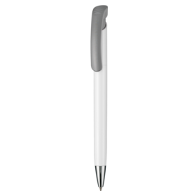 Kugelschreiber BONITA–weiss/stein-grau bedrucken, Art.-Nr. 02250_0101_1400