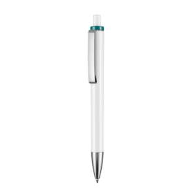 Kugelschreiber EXOS–weiss/petrol-türkis bedrucken, Art.-Nr. 07600_0101_1101