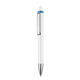Kugelschreiber EXOS–weiss/himmel-blau bedrucken, Art.-Nr. 07600_0101_1301
