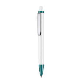 Kugelschreiber EXOS P–weiss/petrol-türkis bedrucken, Art.-Nr. 07610_0101_1101