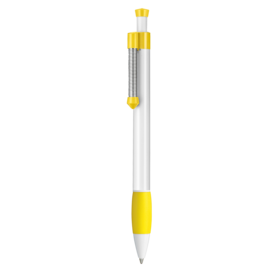 Kugelschreiber SPRING GRIPPY–weiss/zitronen-gelb bedrucken, Art.-Nr. 08138_0101_0200