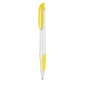 Kugelschreiber ATMOS–weiss/zitronen-gelb bedrucken, Art.-Nr. 08300_0101_0200