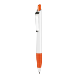 Kugelschreiber BOND SHINY–weiss/orange bedrucken, Art.-Nr. 08910_0101_0501