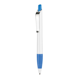 Kugelschreiber BOND SHINY–weiss/himmel-blau bedrucken, Art.-Nr. 08910_0101_1301