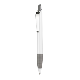Kugelschreiber BOND SHINY–weiss/stein-grau bedrucken, Art.-Nr. 08910_0101_1400