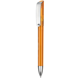 Kugelschreiber GLOSSY TRANSPARENT–flamingo-orange TR/FR bedrucken, Art.-Nr. 10086_3521