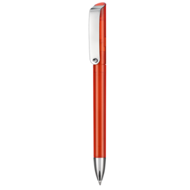 Kugelschreiber GLOSSY TRANSPARENT–feuer-rot TR/FR bedrucken, Art.-Nr. 10086_3609