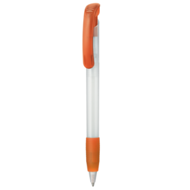 Kugelschreiber SOFT CLEAR FROZEN–frost-weiss TR/FR/flamingo-orange TR/FR bedrucken, Art.-Nr. 12100_3100_3521
