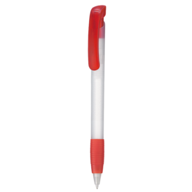 Kugelschreiber SOFT CLEAR FROZEN–frost-weiss TR/FR/feuer-rot TR/FR bedrucken, Art.-Nr. 12100_3100_3609