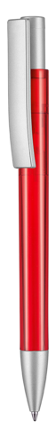 Kugelschreiber STRATOS TRANSPARENT SI–feuer-rot TR/FR bedrucken, Art.-Nr. 37901_3609 Kugelschreiber STRATOS TRANSPARENT SI–feuer-rot TR/FR bedrucken, Art.-Nr. 37901_3609