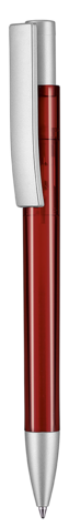 Kugelschreiber STRATOS TRANSPARENT SI–rubin-rot TR/FR bedrucken, Art.-Nr. 37901_3630 Kugelschreiber STRATOS TRANSPARENT SI–rubin-rot TR/FR bedrucken, Art.-Nr. 37901_3630