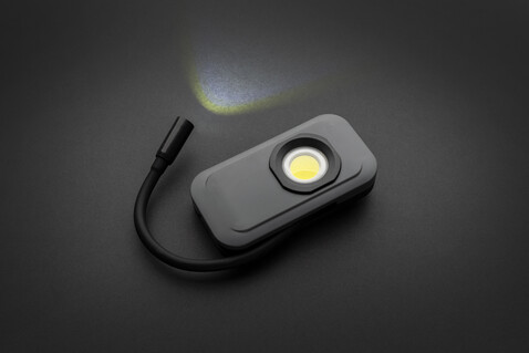 Gear X wiederaufladbare USB Arbeitsleuchte aus RCS rPlastik grau bedrucken, Art.-Nr. P513.162