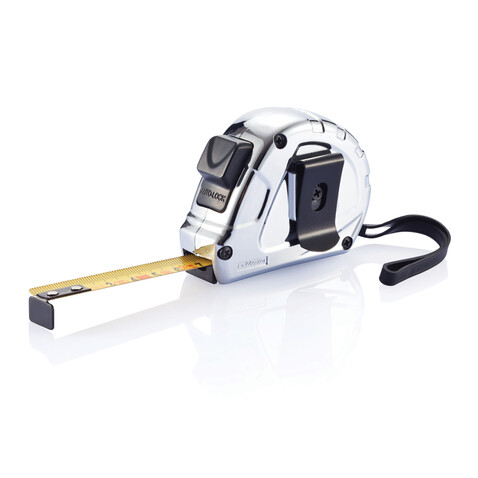 5m/19mm Auto-Stopp Maßband Ergonomic silber, schwarz bedrucken, Art.-Nr. P112.052