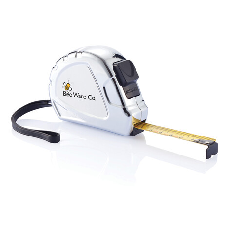 5m/19mm Auto-Stopp Maßband Ergonomic silber, schwarz bedrucken, Art.-Nr. P112.052