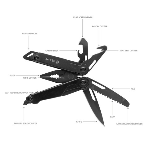 Gear X Multitool mit Zange schwarz bedrucken, Art.-Nr. P221.251 Gear X Multitool mit Zange schwarz bedrucken, Art.-Nr. P221.251