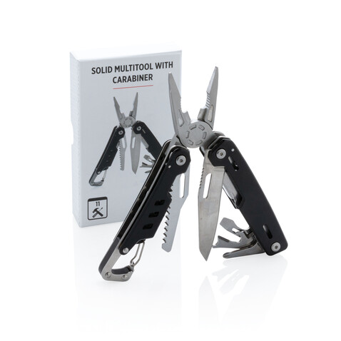 Solid Multitool mit Karabiner schwarz bedrucken, Art.-Nr. P221.331 Solid Multitool mit Karabiner schwarz bedrucken, Art.-Nr. P221.331