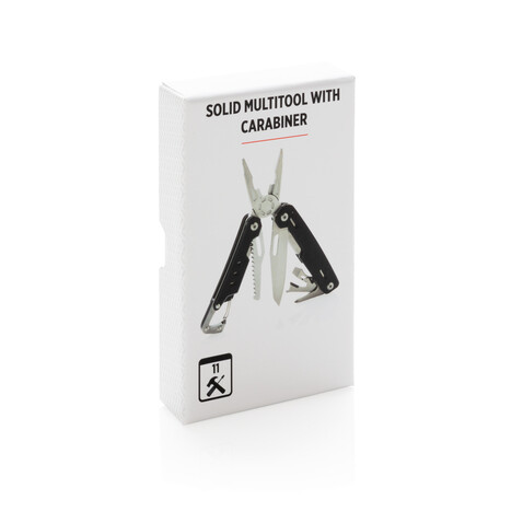Solid Multitool mit Karabiner schwarz bedrucken, Art.-Nr. P221.331 Solid Multitool mit Karabiner schwarz bedrucken, Art.-Nr. P221.331