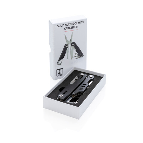 Solid Multitool mit Karabiner schwarz bedrucken, Art.-Nr. P221.331 Solid Multitool mit Karabiner schwarz bedrucken, Art.-Nr. P221.331