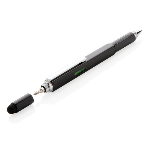 5-in-1 Aluminium Tool-Stift schwarz bedrucken, Art.-Nr. P221.551 5-in-1 Aluminium Tool-Stift schwarz bedrucken, Art.-Nr. P221.551