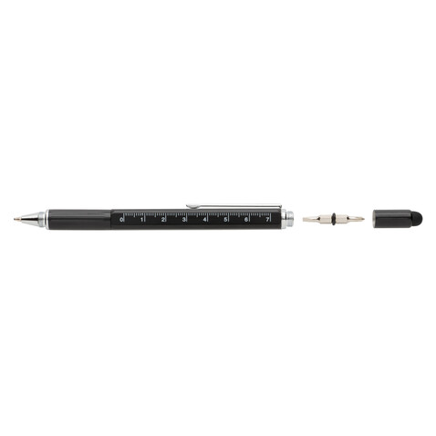 5-in-1 Aluminium Tool-Stift schwarz bedrucken, Art.-Nr. P221.551 5-in-1 Aluminium Tool-Stift schwarz bedrucken, Art.-Nr. P221.551