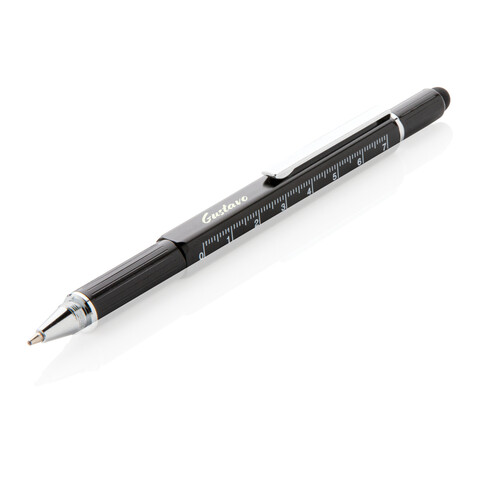 5-in-1 Aluminium Tool-Stift schwarz bedrucken, Art.-Nr. P221.551 5-in-1 Aluminium Tool-Stift schwarz bedrucken, Art.-Nr. P221.551