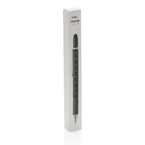 5-in-1 Aluminium Tool-Stift schwarz bedrucken, Art.-Nr. P221.551 5-in-1 Aluminium Tool-Stift schwarz bedrucken, Art.-Nr. P221.551