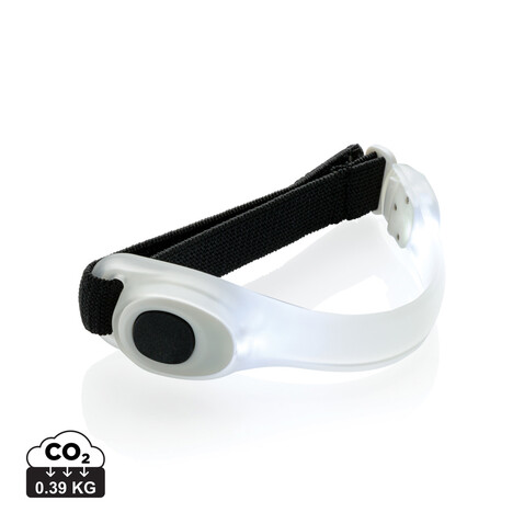Sicherheitsband mit LED weiß, schwarz bedrucken, Art.-Nr. P239.433 Sicherheitsband mit LED weiß, schwarz bedrucken, Art.-Nr. P239.433