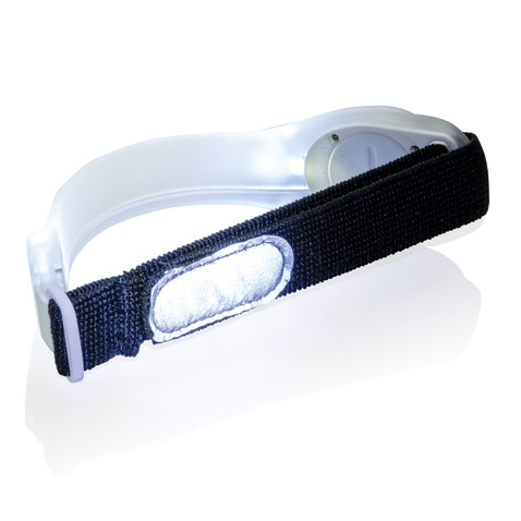 Sicherheitsband mit LED weiß, schwarz bedrucken, Art.-Nr. P239.433 Sicherheitsband mit LED weiß, schwarz bedrucken, Art.-Nr. P239.433