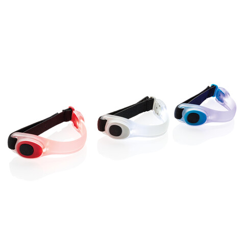 Sicherheitsband mit LED weiß, schwarz bedrucken, Art.-Nr. P239.433 Sicherheitsband mit LED weiß, schwarz bedrucken, Art.-Nr. P239.433