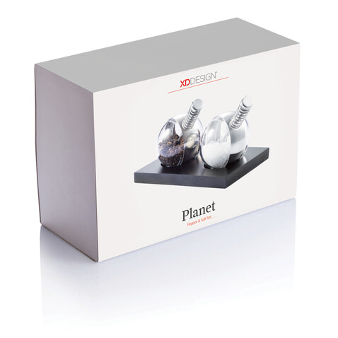 Planet Salz &amp; Pfeffer Set schwarz bedrucken, Art.-Nr. P262.340