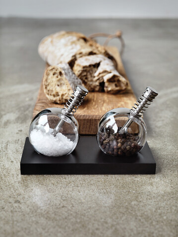 Planet Salz &amp; Pfeffer Set schwarz bedrucken, Art.-Nr. P262.340